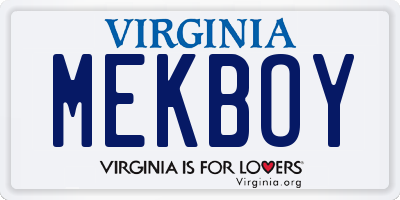 VA license plate MEKBOY