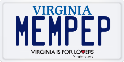 VA license plate MEMPEP