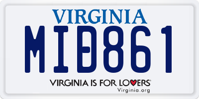 VA license plate MID861
