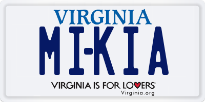 VA license plate MIKIA