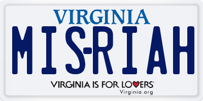 VA license plate MISRIAH