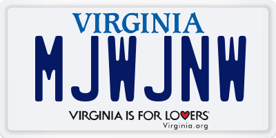 VA license plate MJWJNW