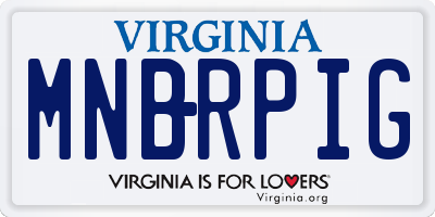 VA license plate MNBRPIG