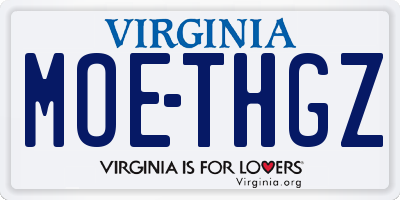 VA license plate MOETHGZ