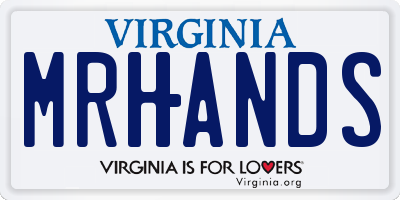 VA license plate MRHANDS