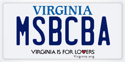 VA license plate MSBCBA