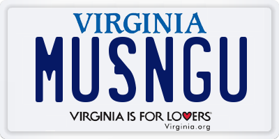 VA license plate MUSNGU