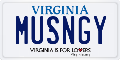 VA license plate MUSNGY