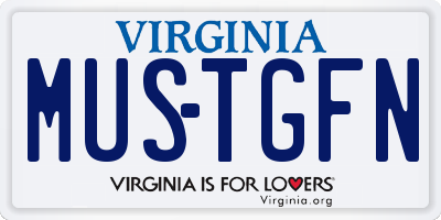 VA license plate MUSTGFN