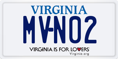 VA license plate MVN02