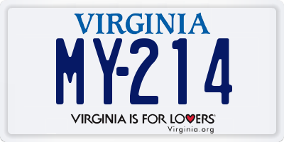 VA license plate MY214