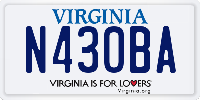 VA license plate N430BA