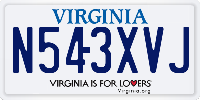 VA license plate N543XVJ