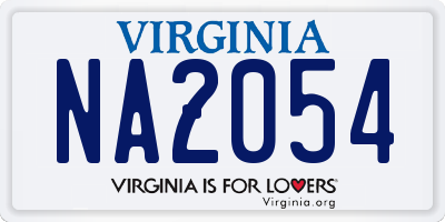 VA license plate NA2054