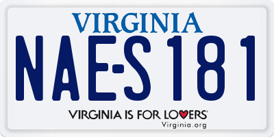 VA license plate NAES181