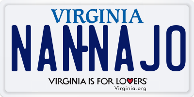 VA license plate NANNAJO