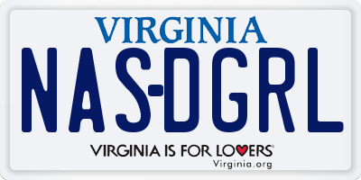 VA license plate NASDGRL