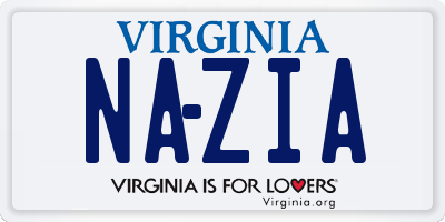 VA license plate NAZIA