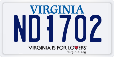 VA license plate ND1702