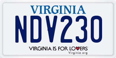 VA license plate NDV230