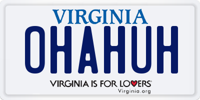 VA license plate OHAHUH