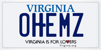 VA license plate OHEMZ