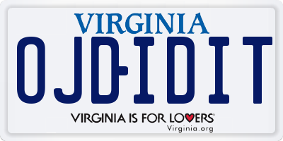 VA license plate OJDIDIT