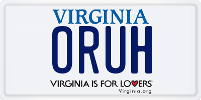 VA license plate ORUH