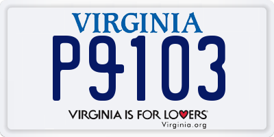 VA license plate P9103