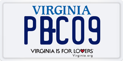 VA license plate PBC09