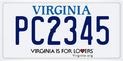 VA license plate PC2345