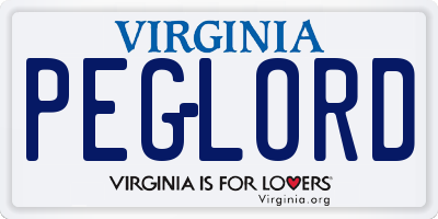 VA license plate PEGLORD