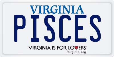 VA license plate PISCES