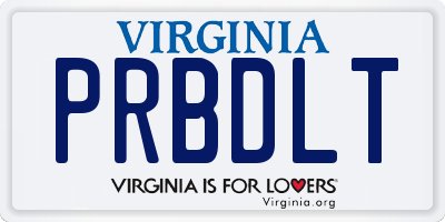 VA license plate PRBDLT