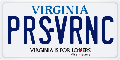 VA license plate PRSVRNC