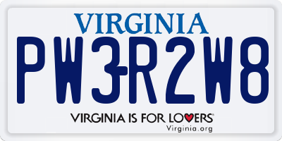 VA license plate PW3R2W8