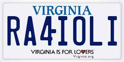 VA license plate RA4IOLI