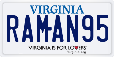 VA license plate RAMAN95