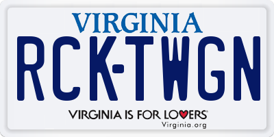 VA license plate RCKTWGN