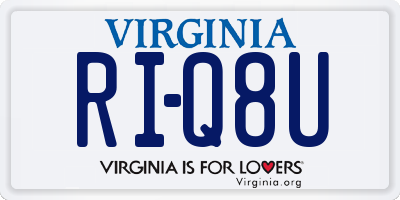 VA license plate RIQ8U