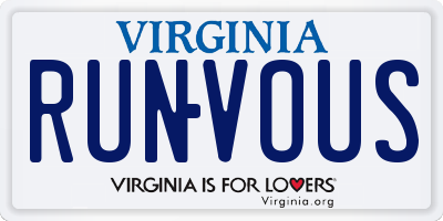 VA license plate RUNVOUS