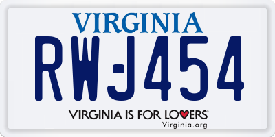 VA license plate RWJ454