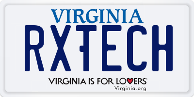 VA license plate RXTECH