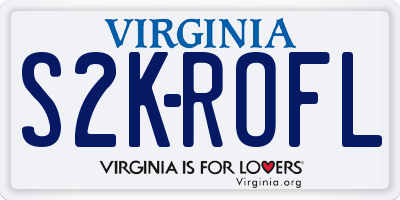 VA license plate S2KROFL