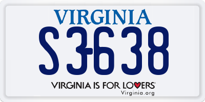VA license plate S3638