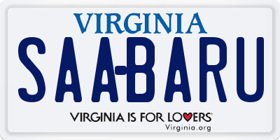 VA license plate SAABARU