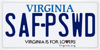 VA license plate SAFPSWD