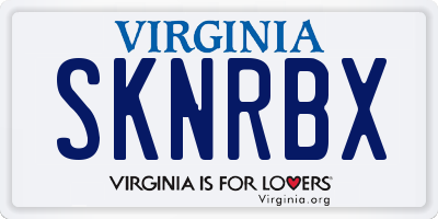 VA license plate SKNRBX