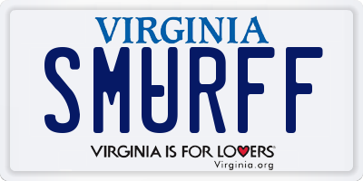 VA license plate SMURFF
