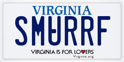 VA license plate SMURRF